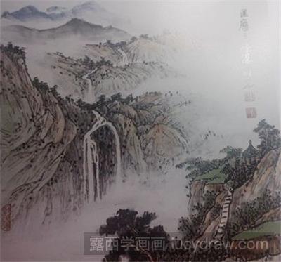 国画山水瀑布图怎么画