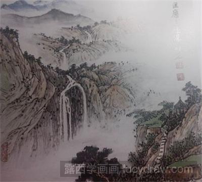 国画山水瀑布图怎么画