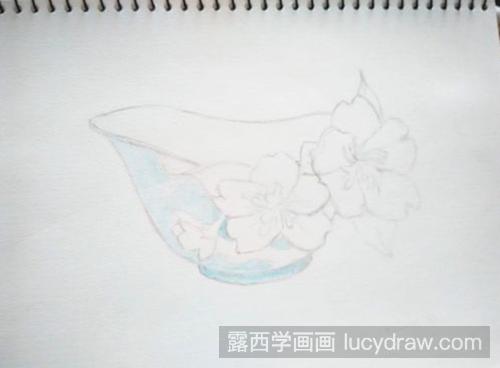 彩铅画教程：怎么画樱花瓷碗