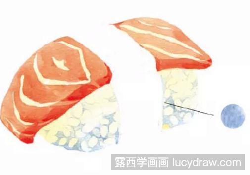 水彩画教程：怎么画三文鱼寿司