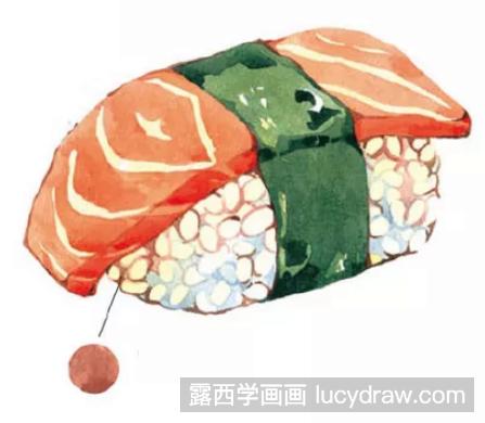 水彩画教程：怎么画三文鱼寿司