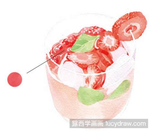 草莓鸡尾酒水彩画教程