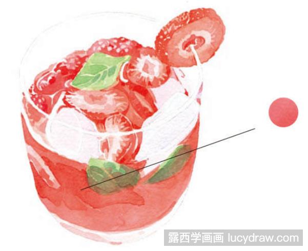 草莓鸡尾酒水彩画教程