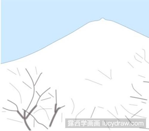 富士山儿童画教程