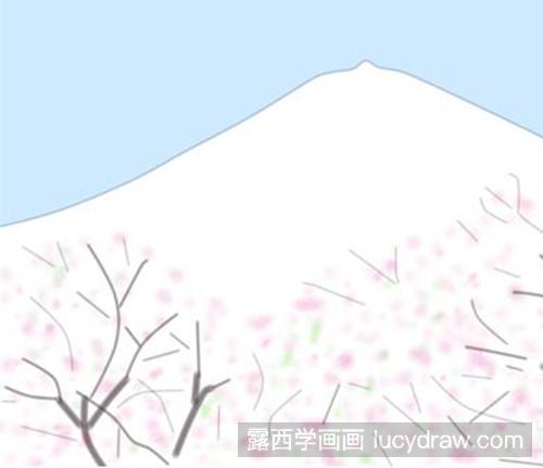 富士山儿童画教程