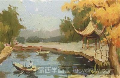 水粉画教程之公园一景