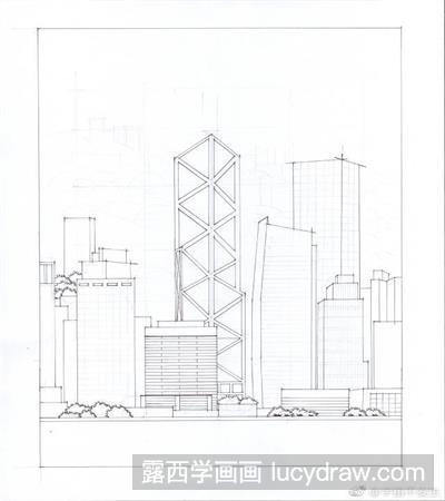城市高层建筑钢笔画明暗画法教程
