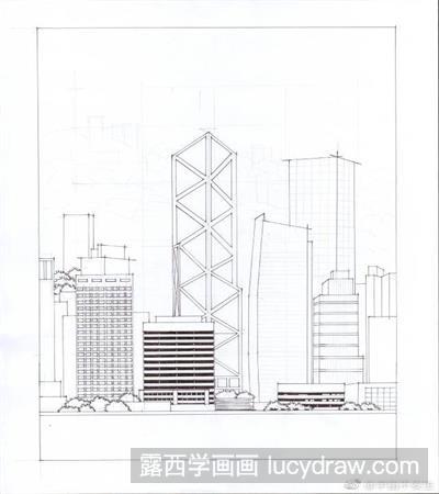 城市高层建筑钢笔画明暗画法教程