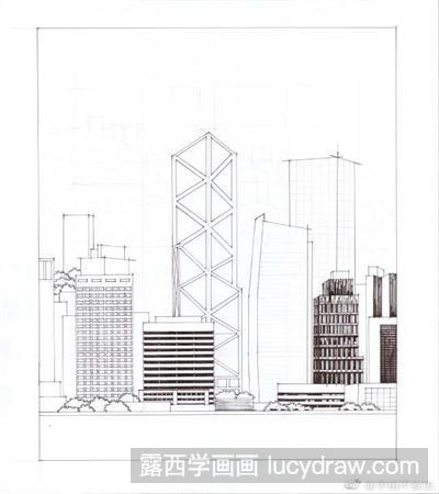 城市高层建筑钢笔画明暗画法教程