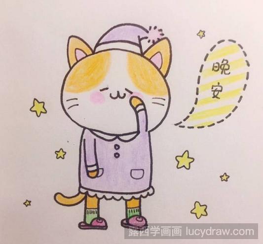 简笔画慵懒猫咪画法教程