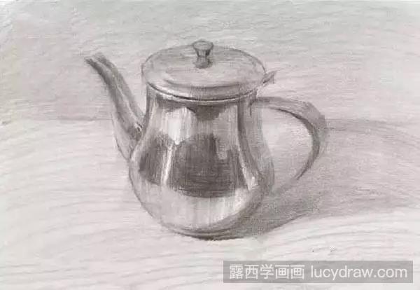 静物素描：不锈钢茶壶的画法