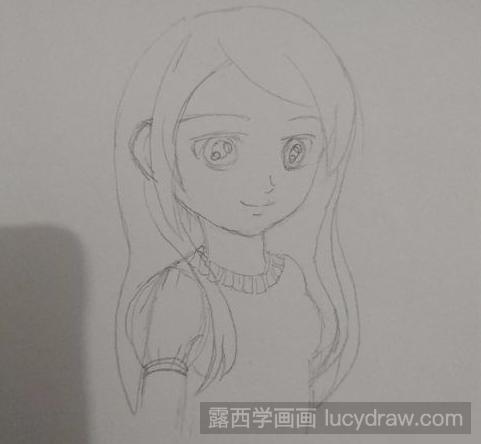 简笔画小女孩微侧面教程