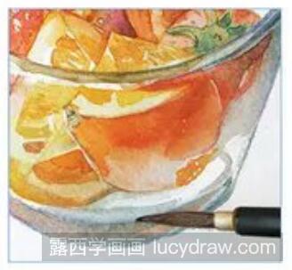 橙子草莓水果杯水彩画教程
