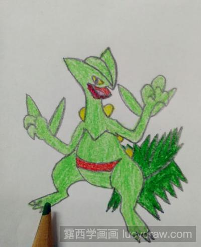 蜥蜴王儿童画教程