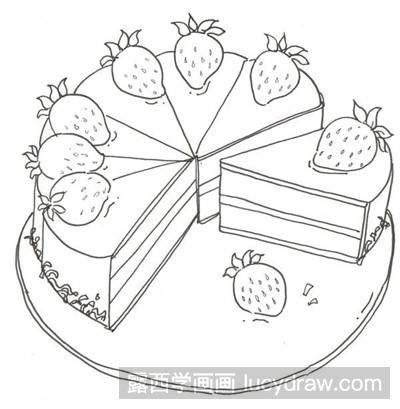 草莓蛋糕简笔画 步骤图片