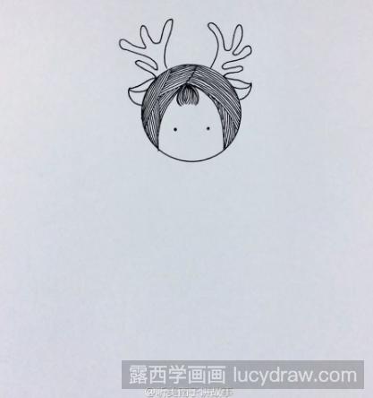 小清新手绘插画教程：鹿角女孩