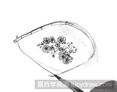 怎么画速写簸箕和花教程