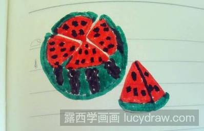 儿童画教程：切西瓜的画法