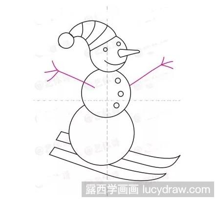 简笔画教程：教你画滑雪的雪人