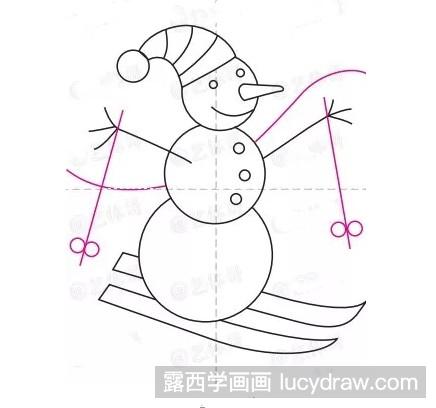 雪人滑雪简笔画简单图片