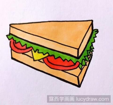 儿童画三明治的画法教程