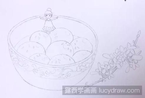 水彩画一碗汤圆步骤教程