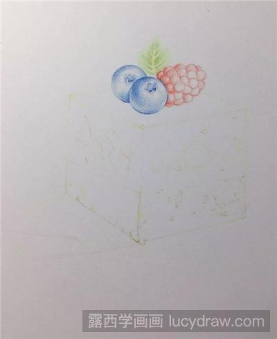 彩铅教程：蓝莓&树莓方块蛋糕