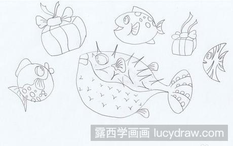 简笔画教程：教你画圣诞抢礼物的刺豚