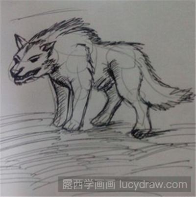 钢笔画教程之狼的画法