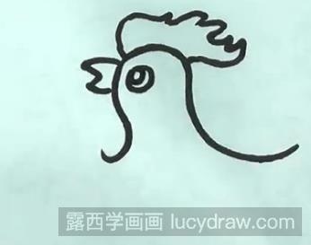 儿童画教程：一只打鸣的大公鸡