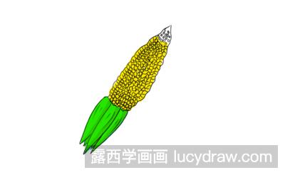 简笔画教程：教你画掰皮的玉米