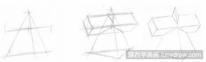 素描教程：怎么画方锥结合体