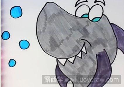 儿童画教程：可爱的鲨鱼