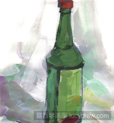 水粉画教程：白酒瓶的画法