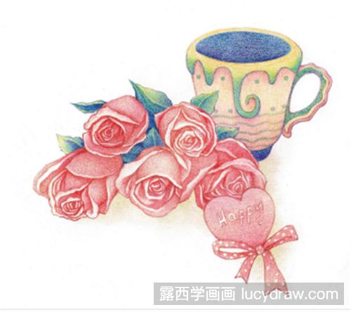 彩铅画教程：玫瑰和咖啡