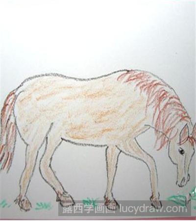 儿童画教程：在吃草的千里马