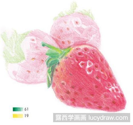 彩铅教程：三颗草莓怎么画