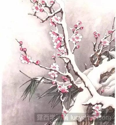 工笔画教程-梅花与雪怎么绘制