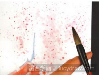 水彩画教程：怎么用喷洒法画樱花