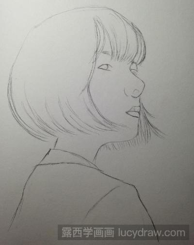 短发女孩绘画图片