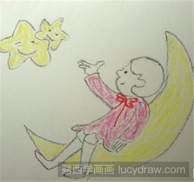 儿童画教程：数星星的孩子