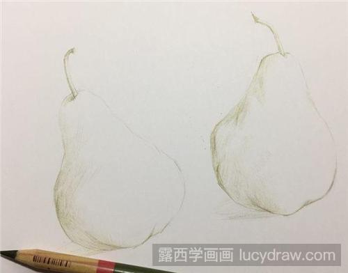 彩铅画教程：两只梨