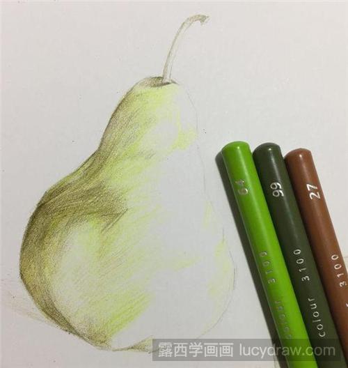 彩铅画教程：两只梨