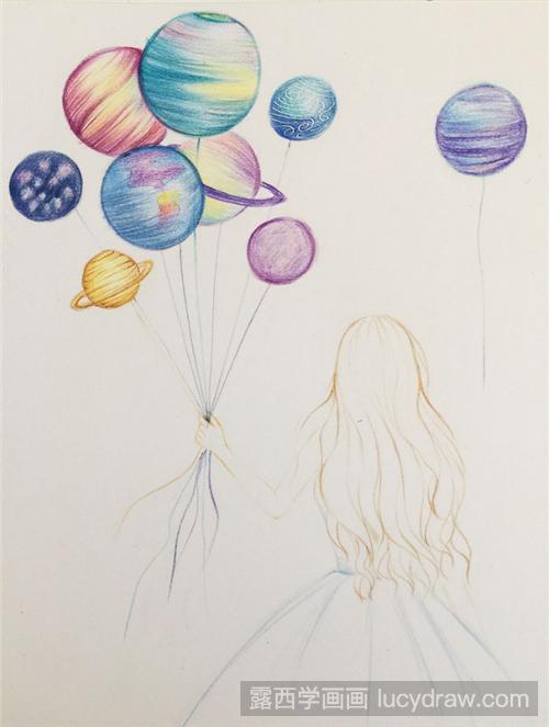 插画教程：女孩与气球