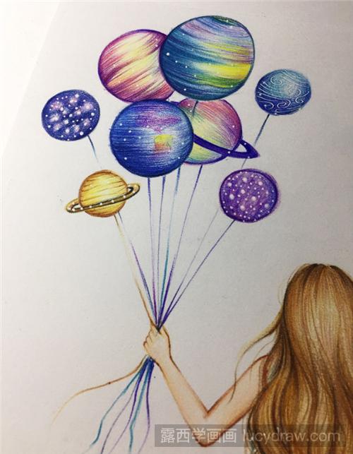 插画教程：女孩与气球