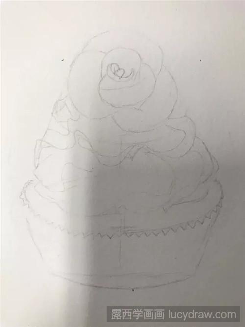 玫瑰花蛋糕水彩教程
