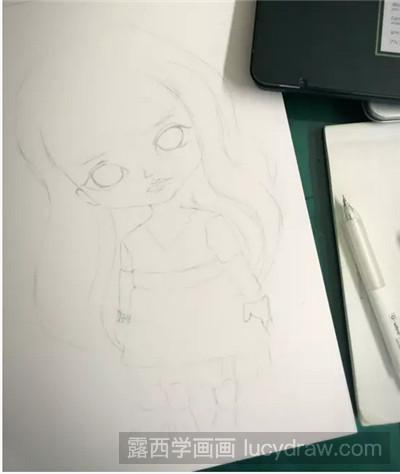 彩铅画教程：教你画可爱SD娃娃（3）