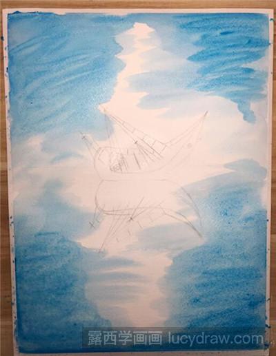 水彩画教程：湖面的孤船
