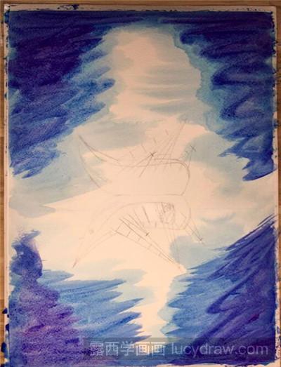 水彩画教程：湖面的孤船
