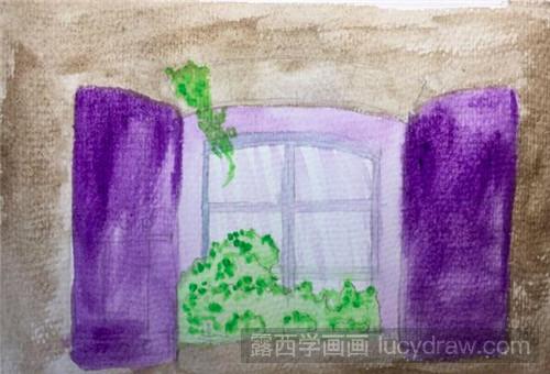 水彩画教程：阳台上的紫梦